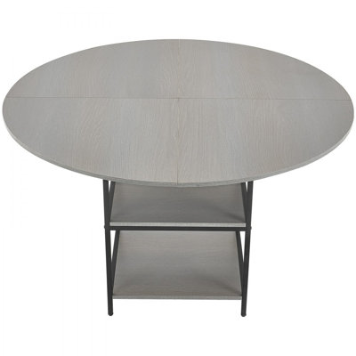 47 in Round Dining Table Wood Kitchen Table for 4-6 Person Grey (Only Table)