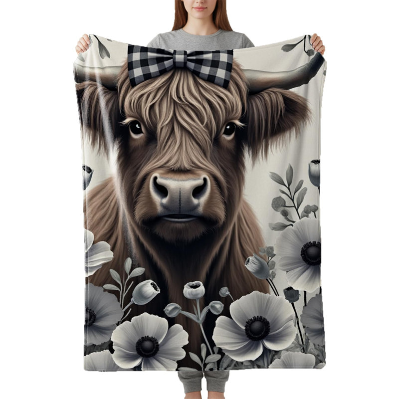 Jeté Highland Cow Bow, L 60 po x l 50 po