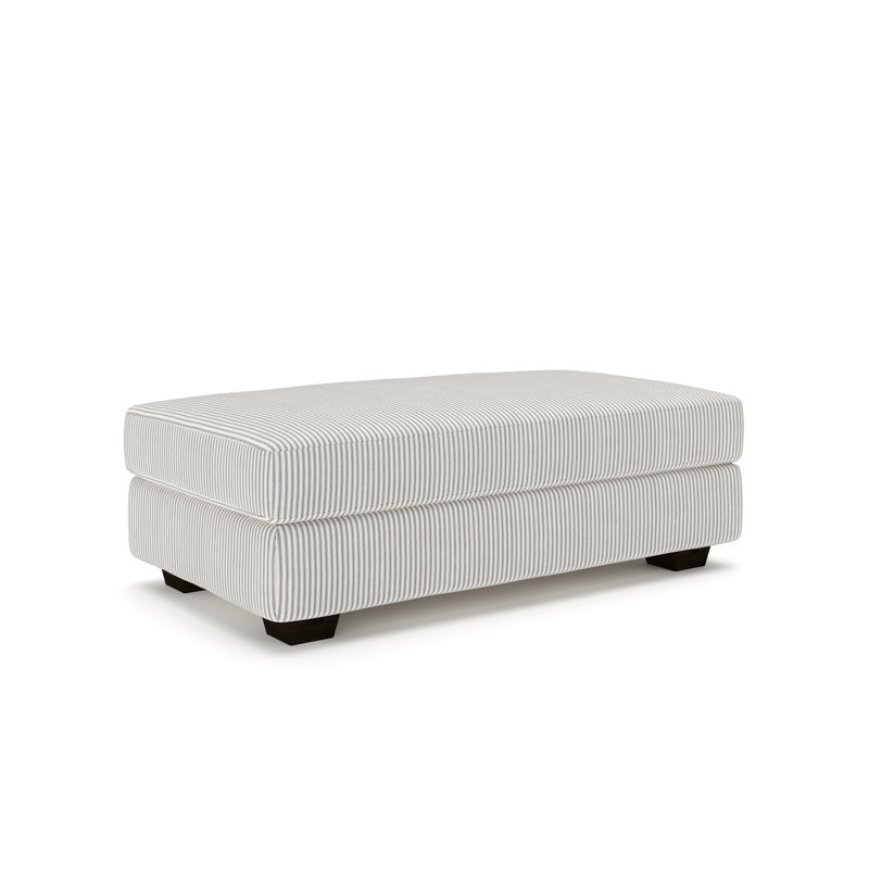 Emilio Upholstered Ottoman, Cruise Adrift Woven Stripe