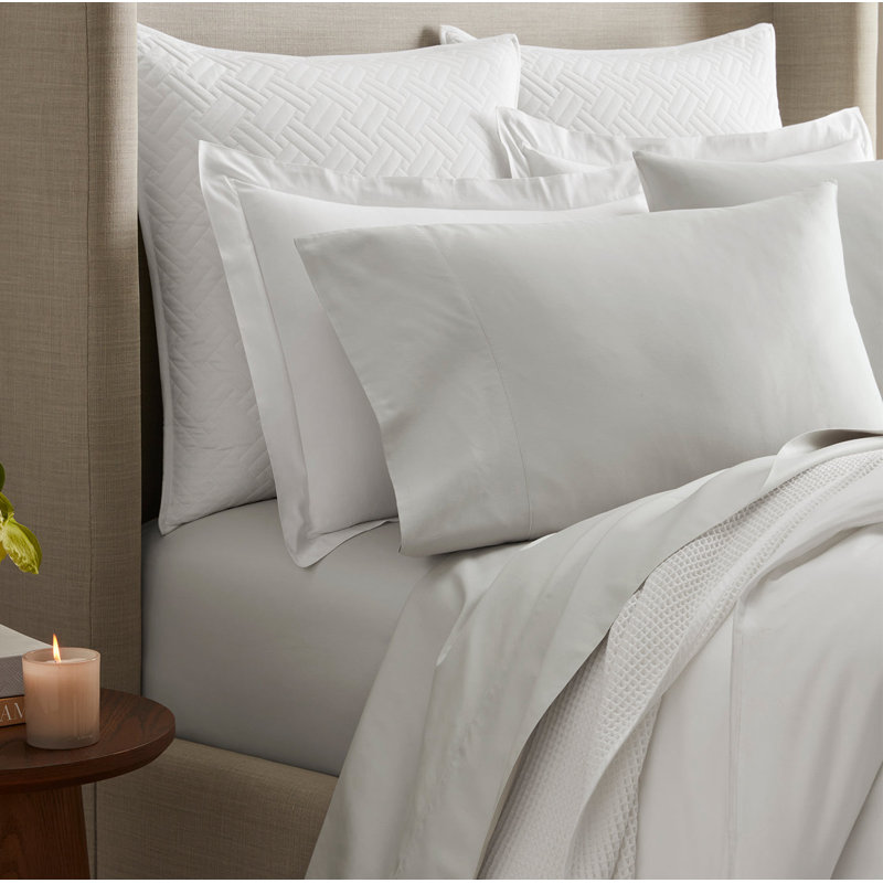 Percale Hemmed Sheet Set, Mist, King Sheet Set with 2 King Pillowcases