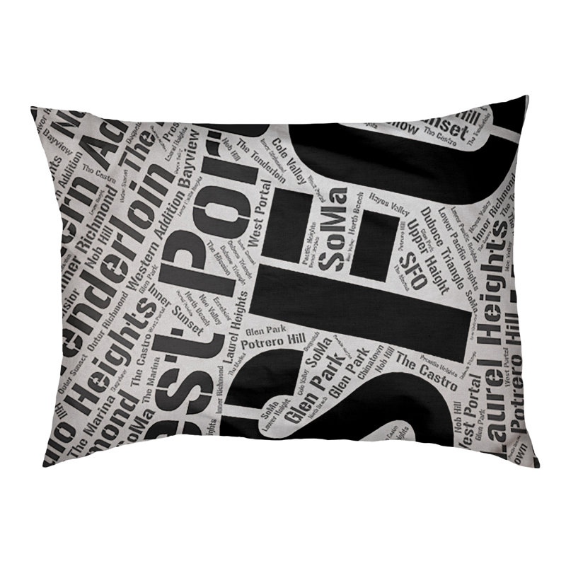Coussin de chien « districts », Moyen (H 9,5 po x l 28 po x P 18 po), Chicago, Noir