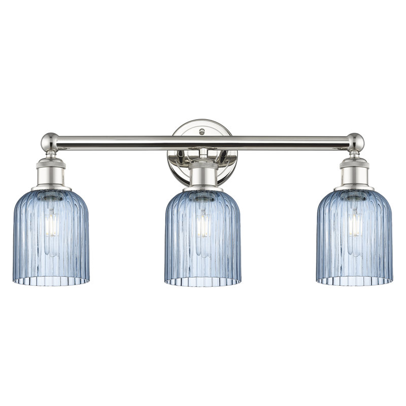 Abat-jour de salle de bain 3 lumières Edison Northgate, Nickel poli, Bleu