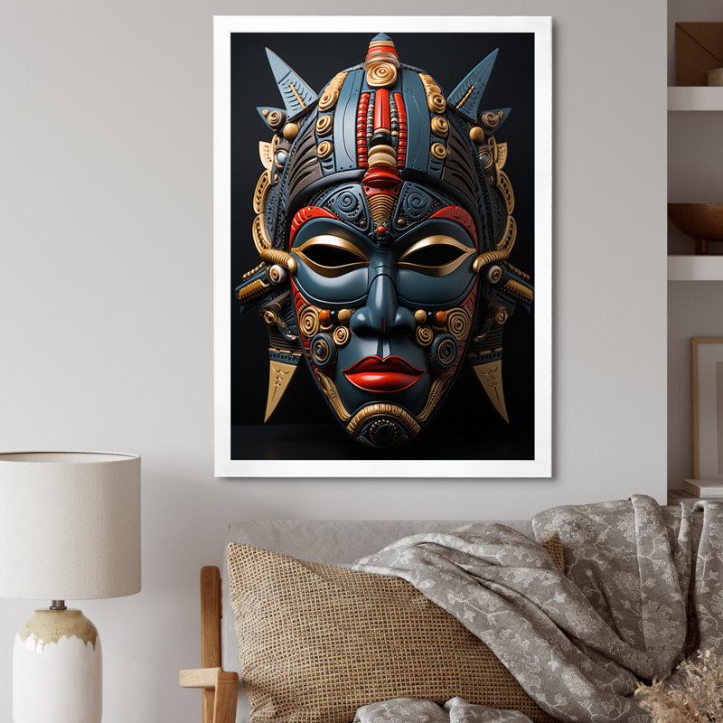 Hamdisse splendeur masquée africaine I, H 20 po x l 12 po x P 1 po, Cadre photo blanc