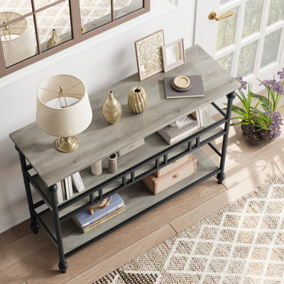 Console à 3 niveaux, table d'appoint étroite 43 "avec tablettes, canapé pour le salon, le couloir, la chambre à coucher
