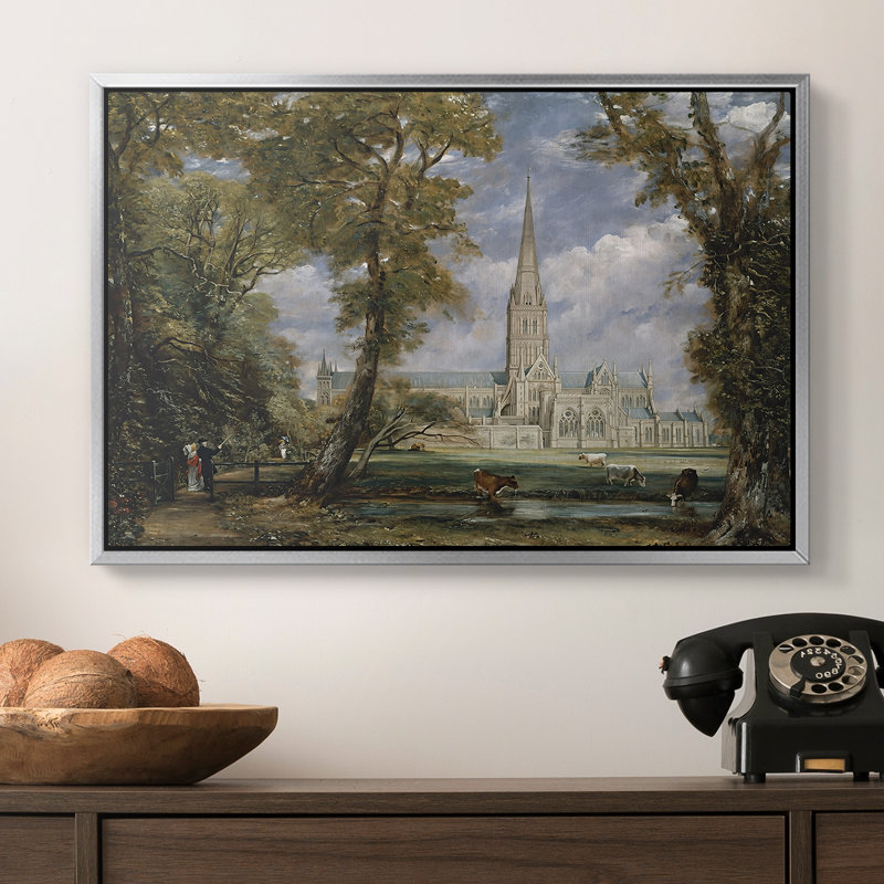 Cathédrale de Salisbury vue de l'évêché, v. 1825 - John Constable, toile tendue avec châssis encadrée, 16 x 24, Argent