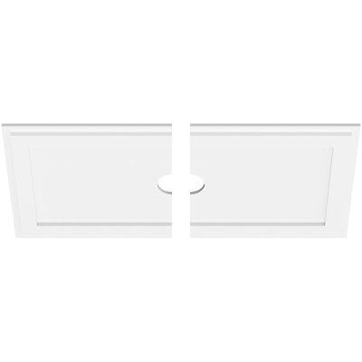 34"W x 17"H x 3"ID x 11 3/4"C x 1"P Rectangle Architectural Grade PVC Contemporary Ceiling Medallion, Two Piece