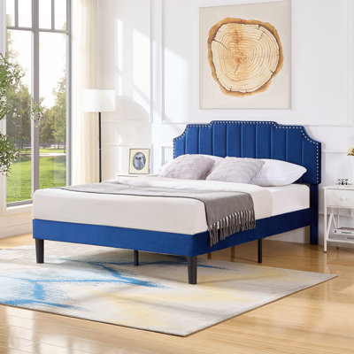 Queen size Bed with Adjustable Tufted Headboard, Platform Bed, Mattress foundation, No Box Spring Needed