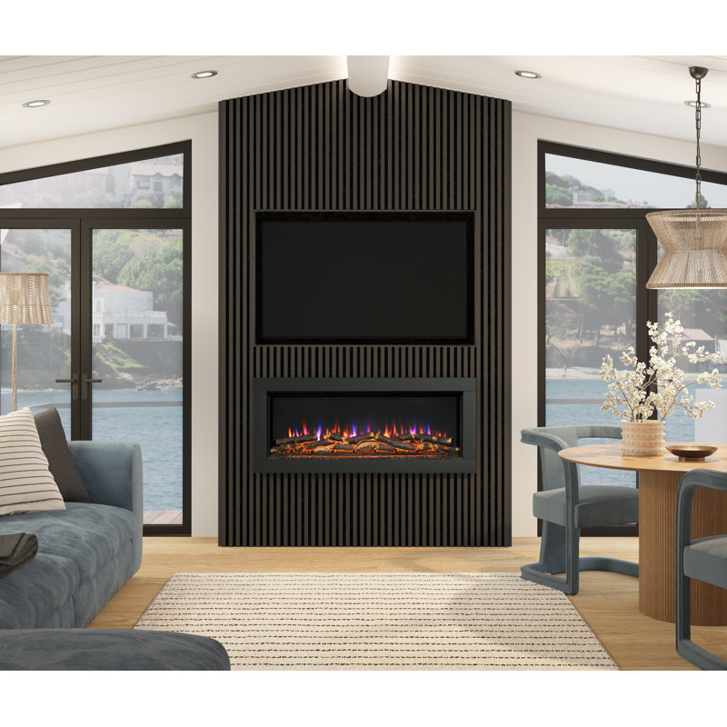 Avella Grande Wall Mounted Inset Electric Fire, Black