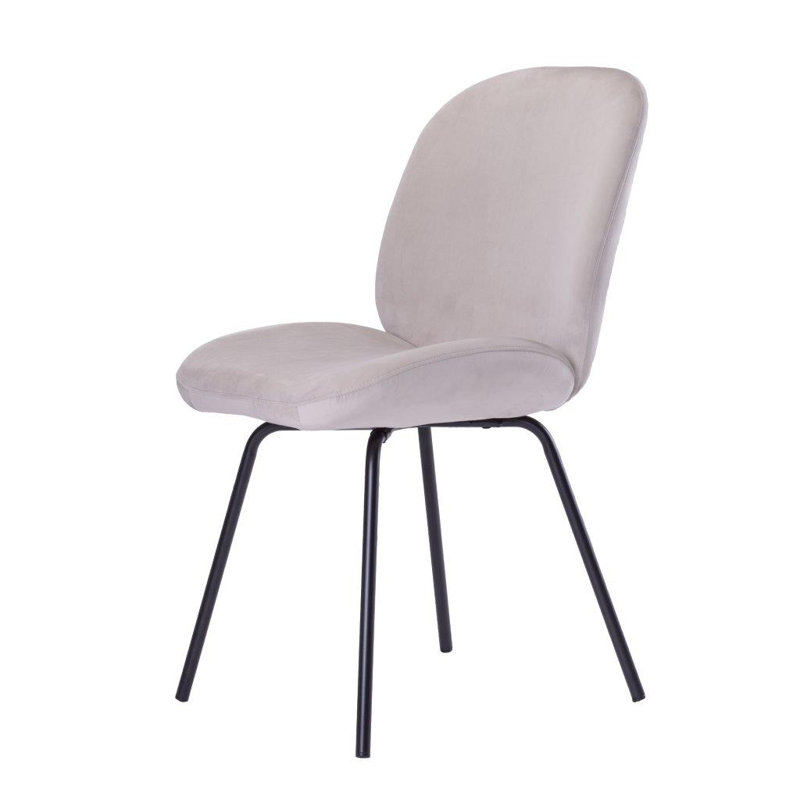 Chaise d'appoint rembourrée en velours Kemontay, Gris clair