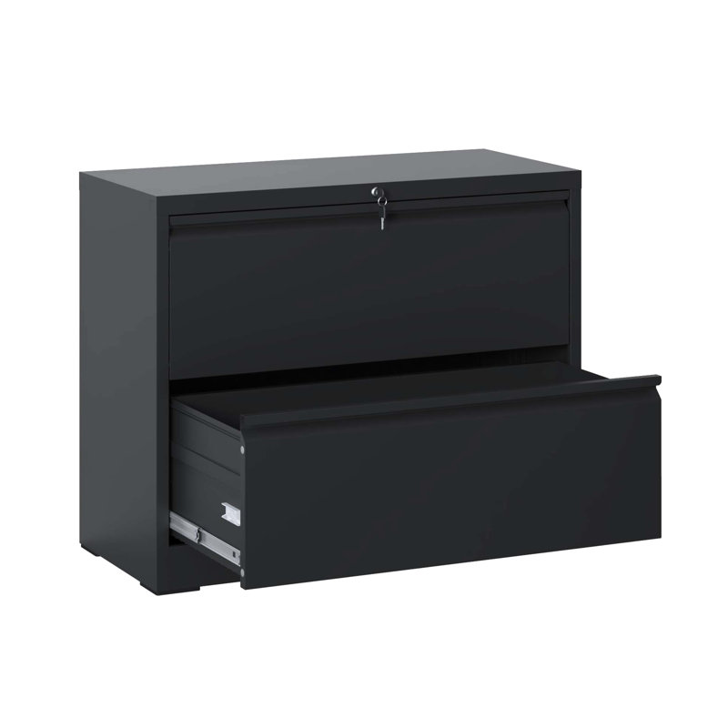 Classeur en métal noir verrouillable, 2 tiroirs, pour les solutions de rangement de bureau, s'adapte à plusieurs classeurs modernes 2 avec serrure, noir, organisation, s'adapte à divers
