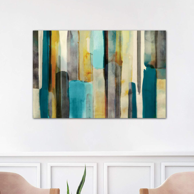 Woven In Teal by Edward Selkirk - Print on Canvas, 101.6 cm H x 66.04 cm W, White Framed