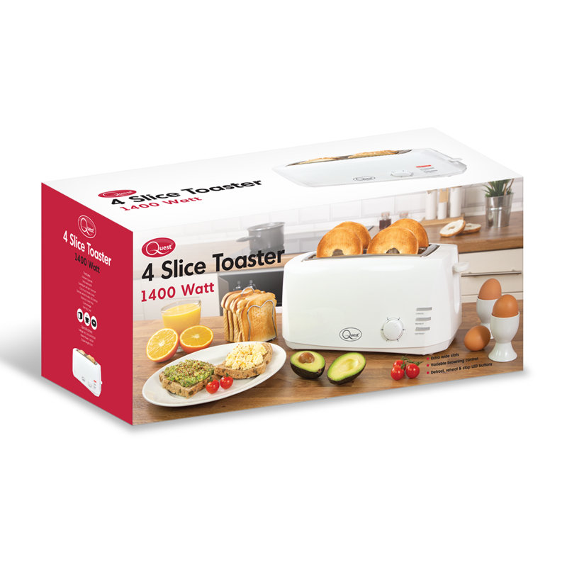 4 Slice Cool Touch Toaster, White