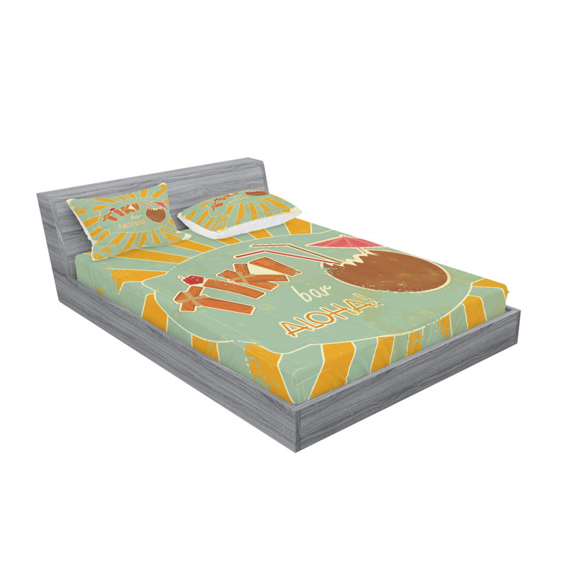 Ensemble de draps Exotic Cocktail, Ensemble de draps pour lit double avec un drap-hou
