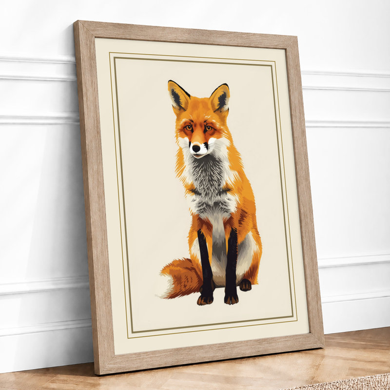 Watchful Fox Boho - Framed Print, A4 - 29.7 x 21.0 cm, Oak