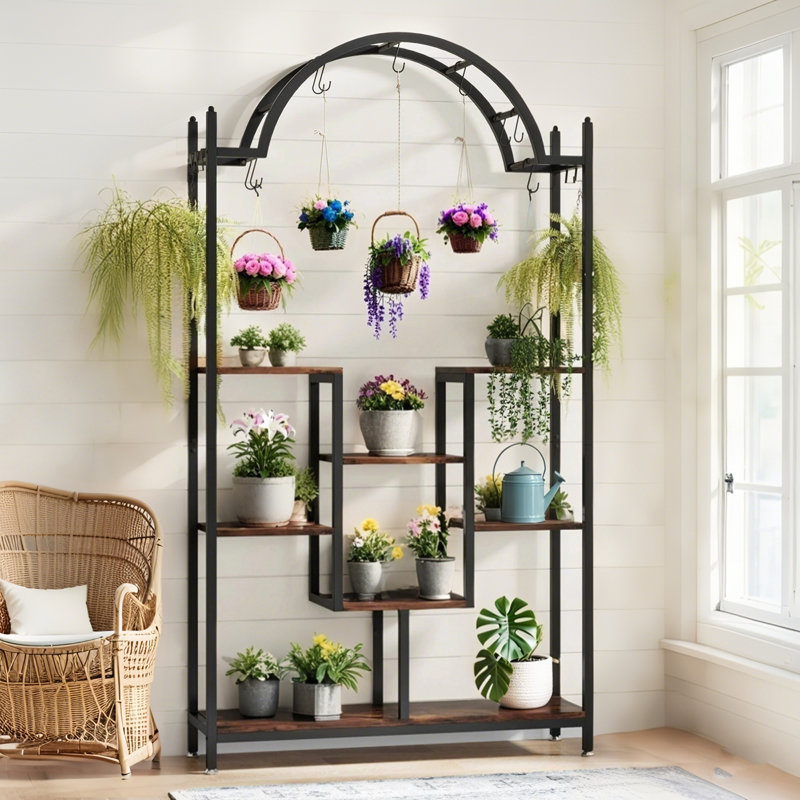 75" Plant Stand with Hanging Hooks