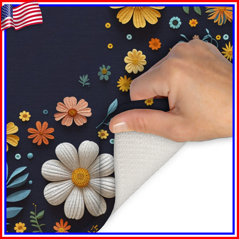 Tapis de bain floral, 34 po L x 21 po L