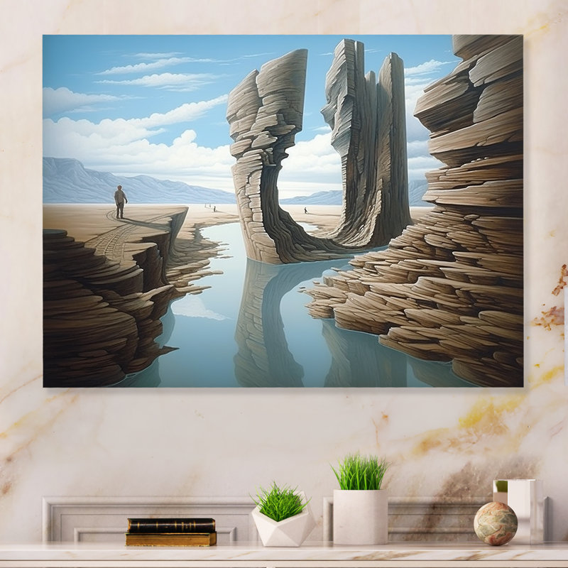 «River Into surreal fantasies Exploration II», art mural surréalisme en métal, H 12 po x l 20 po x P 1 po
