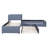 L-Shaped Twin Platform Bed with Trundle, Two Drawers & Built-in Desk, Space-Saving Gray Bed