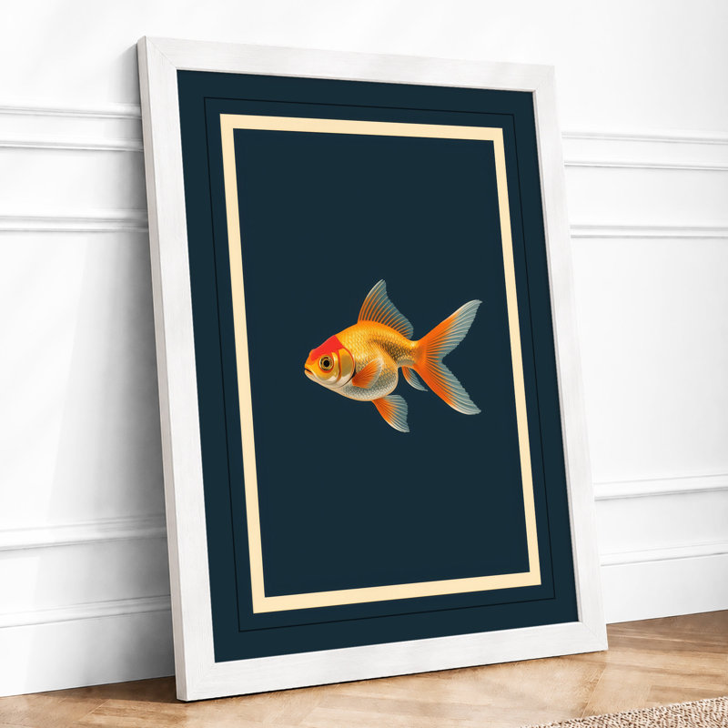 Solitary Goldfish Minimalist - Print, A1 - 84.1 x 59.4 cm, White