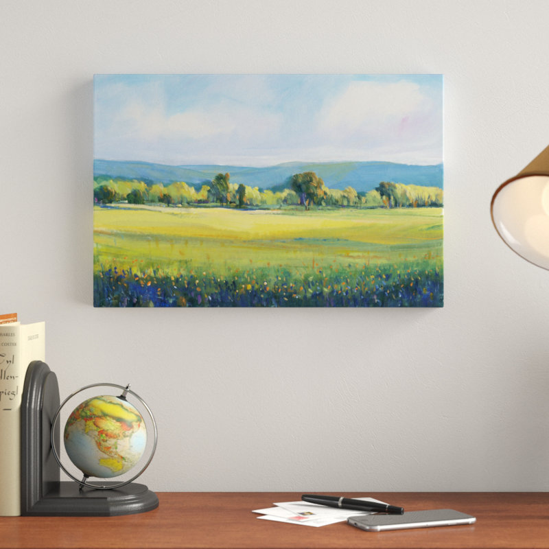 «Partly Cloudy I», peinture sur toile, H 12 po x l 18 po, Toile tendue