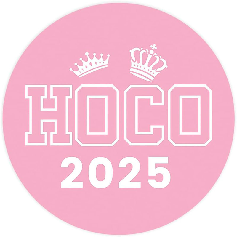 HOCO Stickers 2025, Pink & White Homecoming Dance Crown Design, Party & Scrapbook Favours, Pink/White
