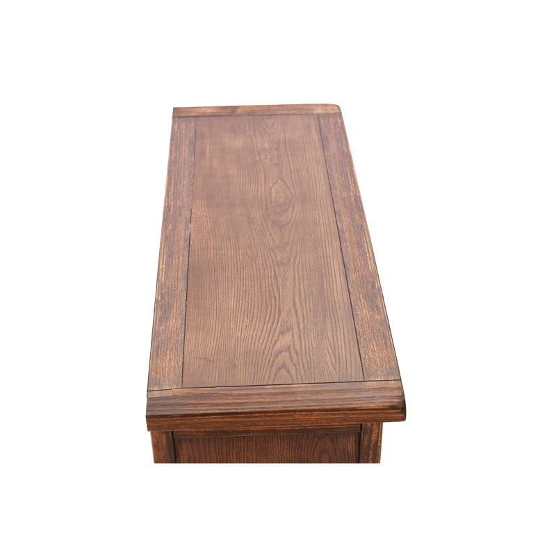 Banc de rangement en bois avec plateau rabattable, Stressé café clair
