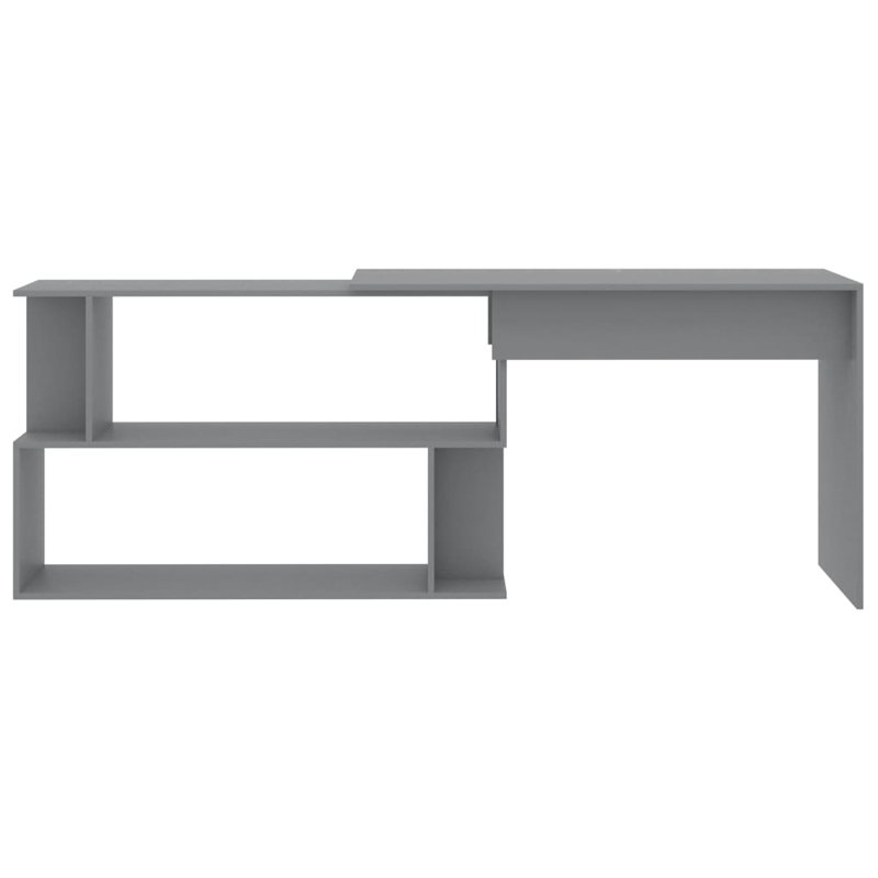 Bureau d'angle en bois d'ingénierie, gris