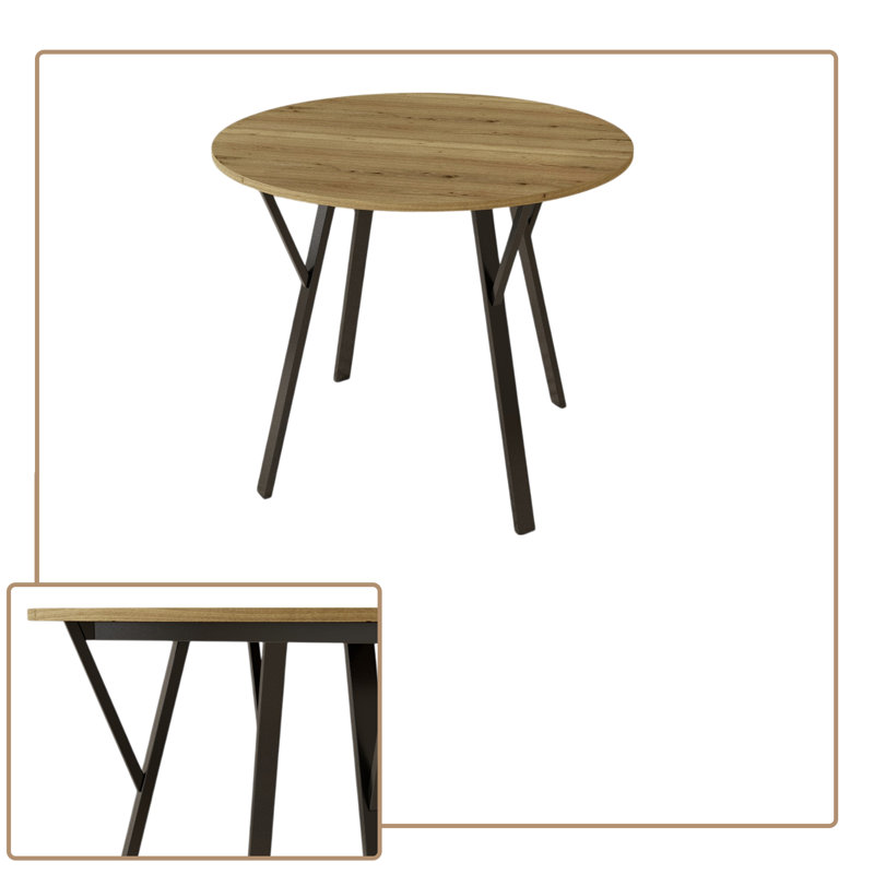 Minimalist dining table with metal legs and a tabletop