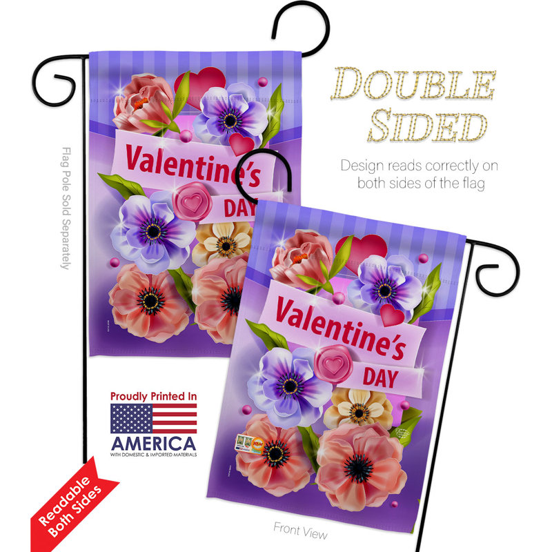 Drapeau de jardin en polyester à 2 faces 1 pi 5 po x 1 pi 1 pi Valentines