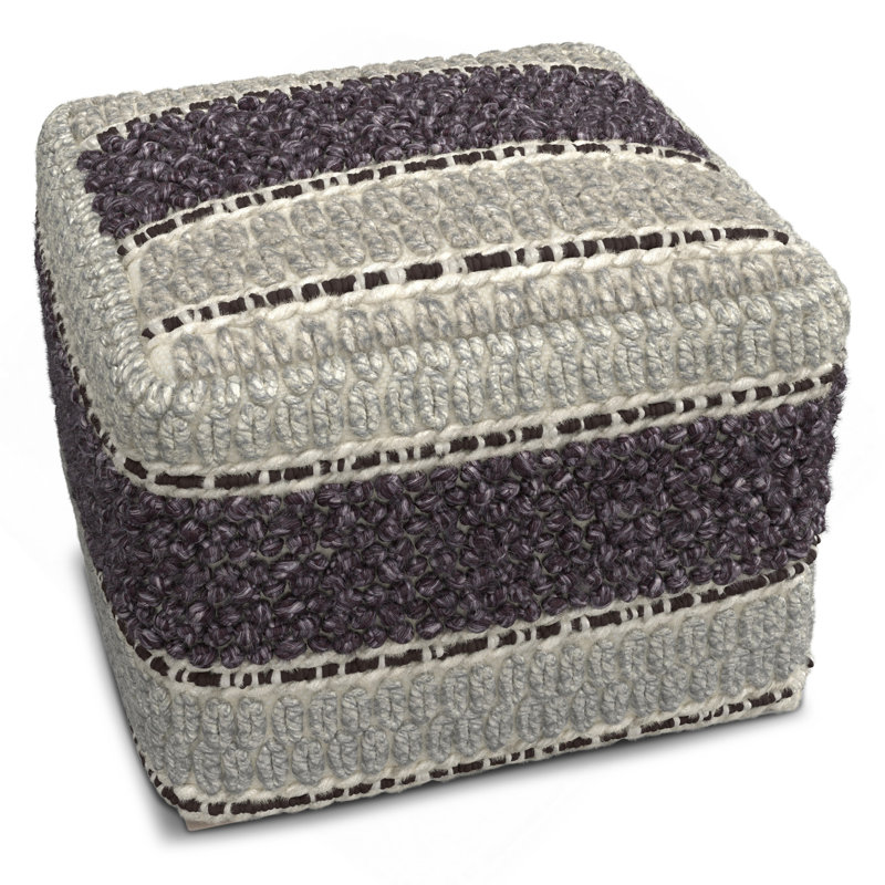 Grady - Square Pouf - Magenta / Natural, Dark Gray Fabric