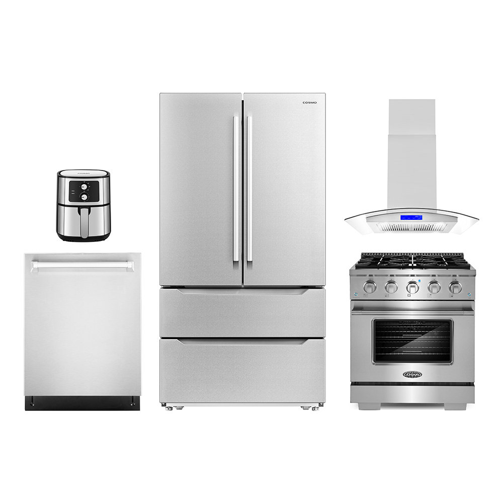 https://assets.wfcdn.com/im/18928657/compr-r85/2427/242741489/5-piece-kitchen-package-with-30-freestanding-gas-range-30-island-range-hood-24-built-in-fully-integrated-dishwasher-french-door-refrigerator-55l-electric-hot-air-fryer.jpg