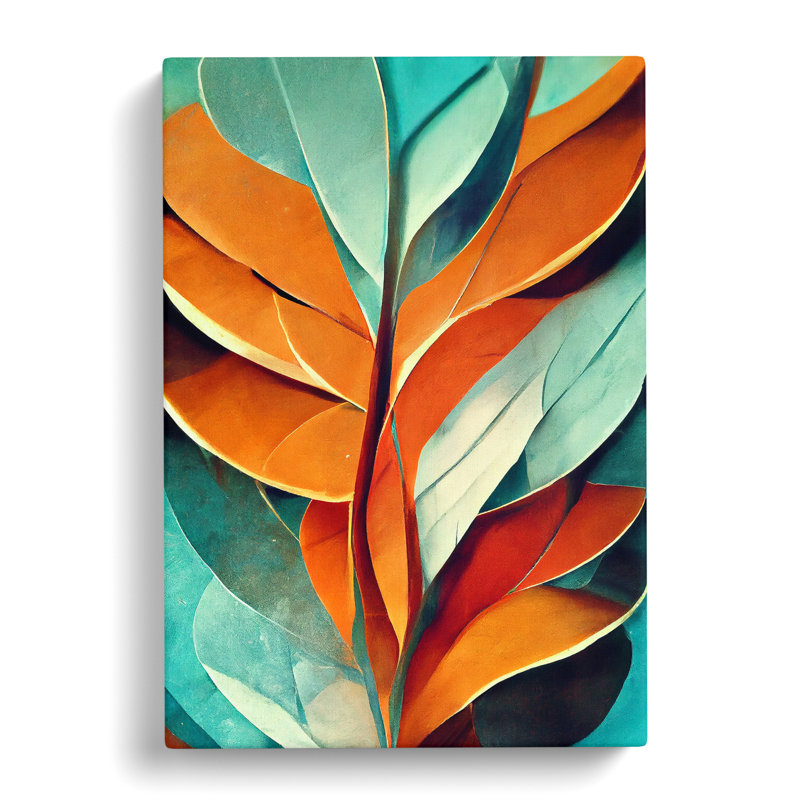 Abstract Leaf Art No.5 - Print, Wrapped Canvas, 60cm H x 40cm W, White