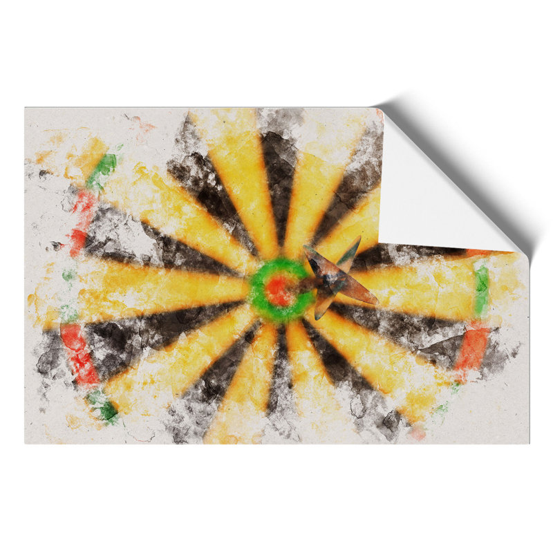 Bulls Eye Dartboard Watercolour - Frameless Print, 42cm H x 59cm W x 0.1cm D