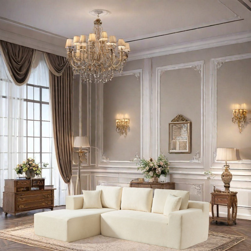 Canapé modulaire en chenille, canapé modulaire avec touche douce et luxueuse, emballage compressé pour une livraison facile, moelleux et confortable