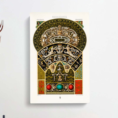 A Striking Renaissance Pattern by Albert Racinet - Wrapped Canvas