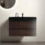 Bassin sophistiqué en quartz noir mat - Esthétique de salle de bain moderne rehaussant l'esthétique
