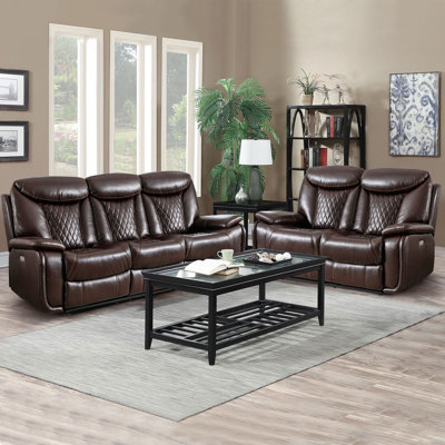 Saneela Faux Leather Power Reclining Living Room