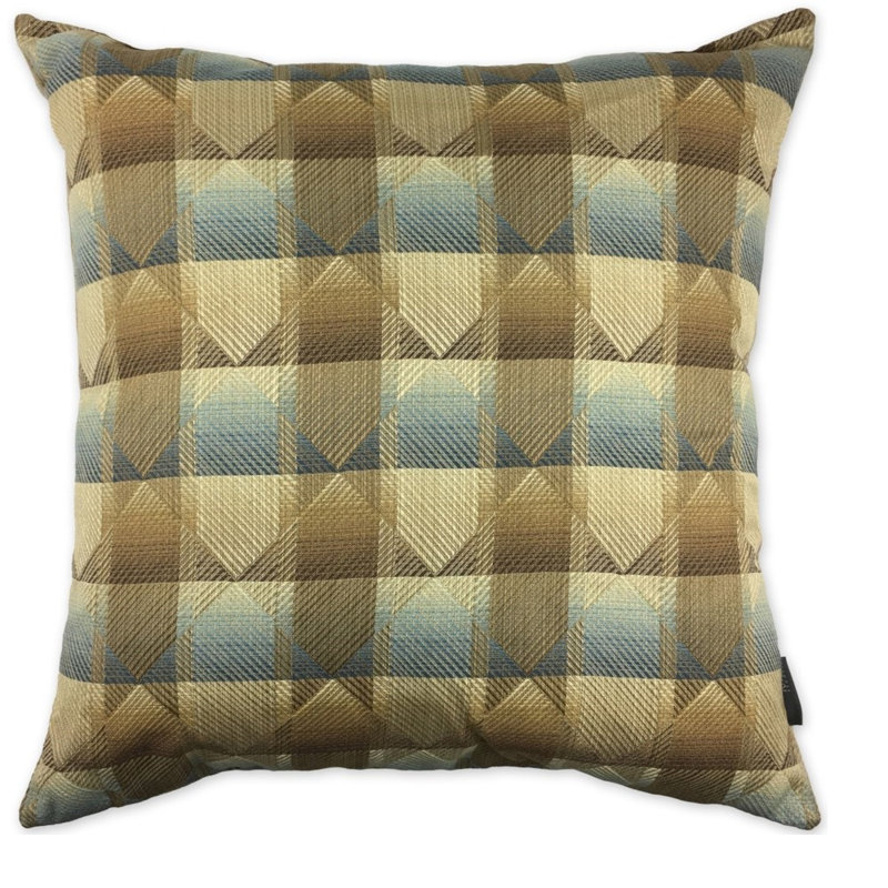 Coussin décoratif chekered plumes Hibbell, Beige