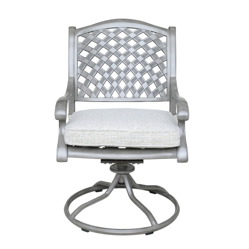 Chaise berçante d'extérieur pivotante en aluminium avec coussins, ensemble de 2, gaze dorée, résistante aux intempéries et confortable