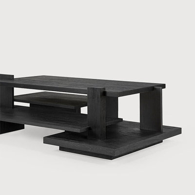 Table basse simple en bois massif de style Wabi-sabi