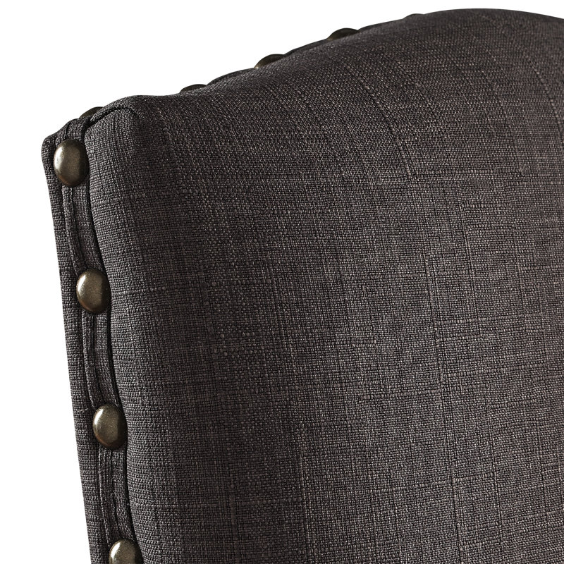 Chaise d'appoint Aldrina, Tissu gris foncé, Naturel légèrement patiné