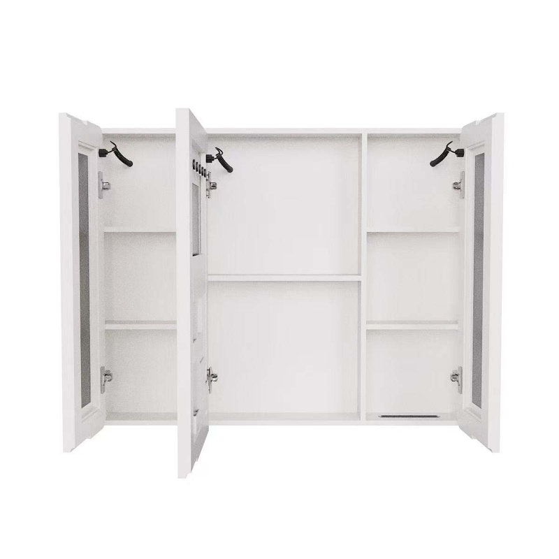Armoire à pharmacie DEL pour la salle de bain avec lumière blanche une couleur, anti-buée, armoire en plastique-aluminium facile à installer. (27,56 x 35,43 trois portes)