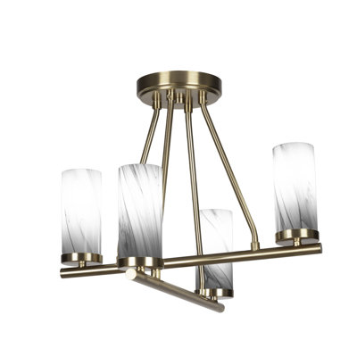 Verre semi-encastré 4 lumières avec tourbillon onyx 2,5 po Trinity