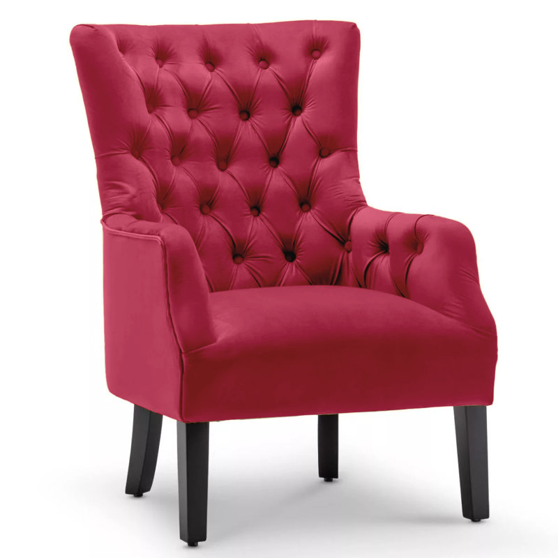 Dority Upholstered Wingback Chair, Raspberry Red