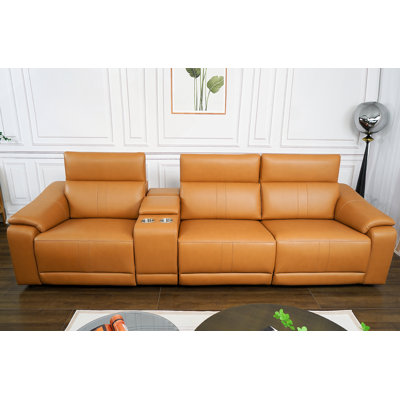 Power Recliner Sofa Set, 3-Seat Reclining Sectional Sofa With Adjustable Headrest