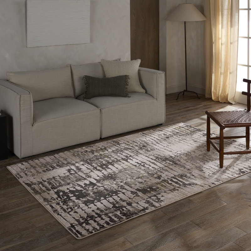 Malilla By Nikki Chu Quinn Elin Powerloomed Abstract Gray Area Rug, Rectangle 3'2" x 5'