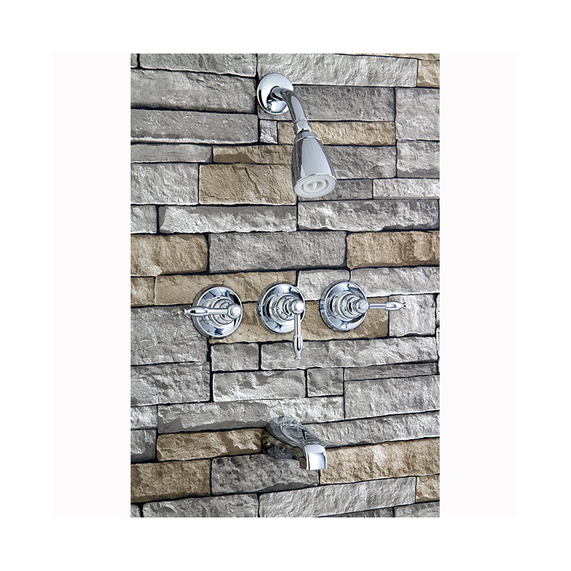 Kingston Brass Knight Triple-Handle Tub and Shower Faucet, Polished Chrome