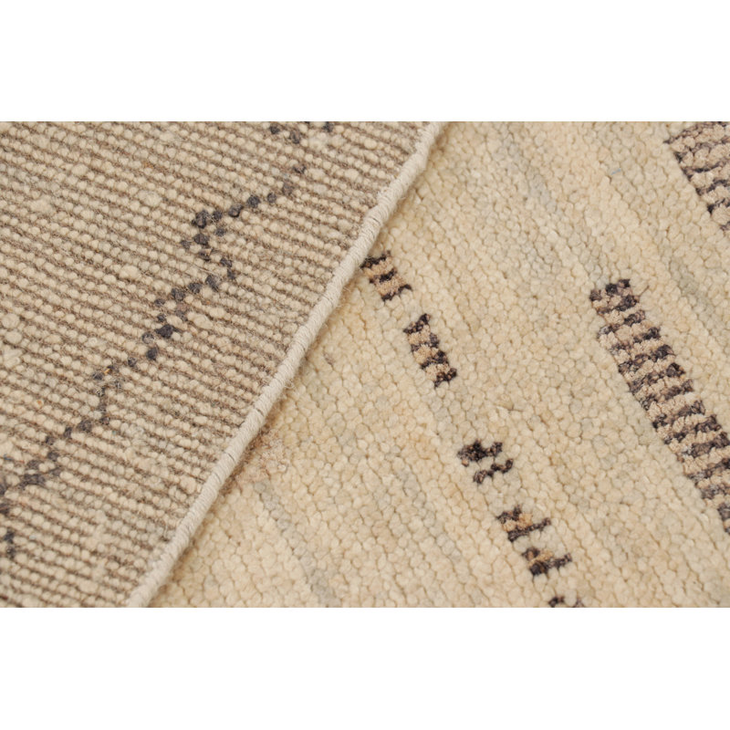 Moroccan Hand Knotted Wool Geometric Area Rug, Rectangle 6' x 9'
