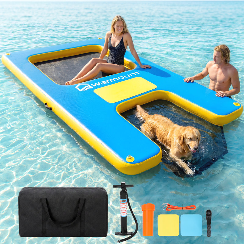 Bouée gonflable 10 pieds avec rivière flottante et hamac flottant pour adultes, 10 ft. W x 6 ft. D