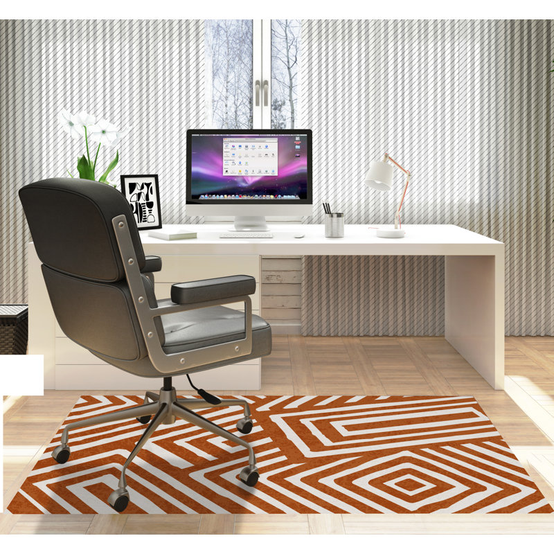 Tapis de chaise rectangulaire Bilo, H 36 po x l 60 po, Orange / beige